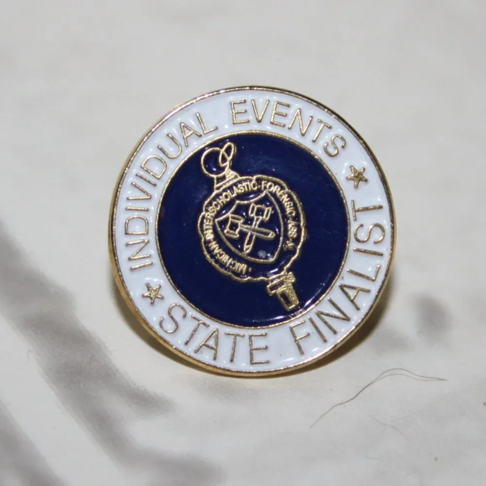 Individual Events State Finalist Gold and blue lapel pin .75